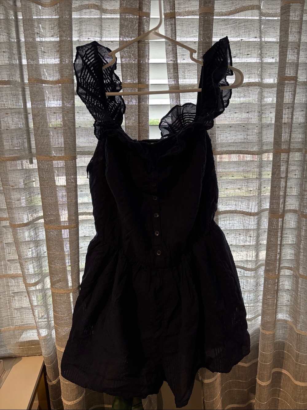 aerie Navy Blue Ruffled Strap Romper